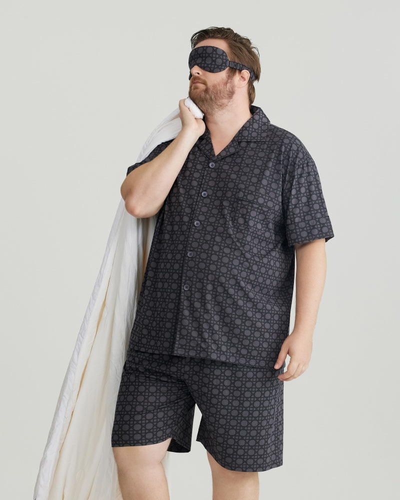 Gray Checkered Pattern RC Modal Pajamas Set