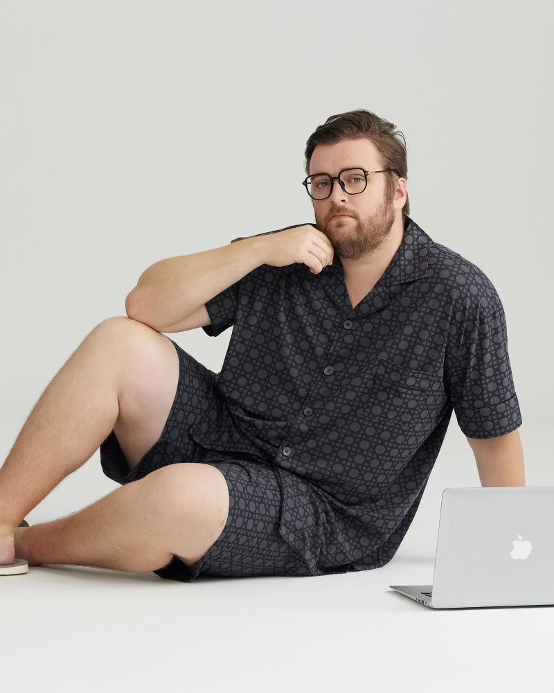 Gray Checkered Pattern RC Modal Pajamas Set