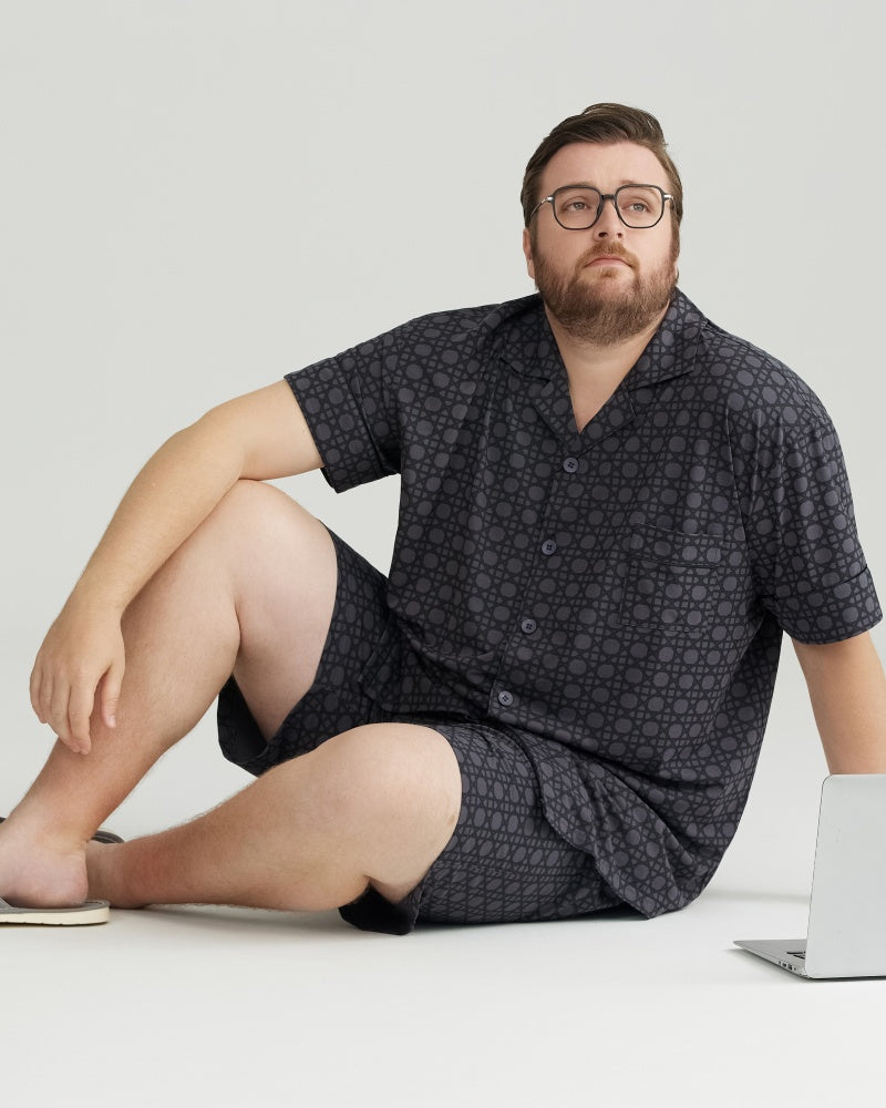 Gray Checkered Pattern RC Modal Pajamas Set