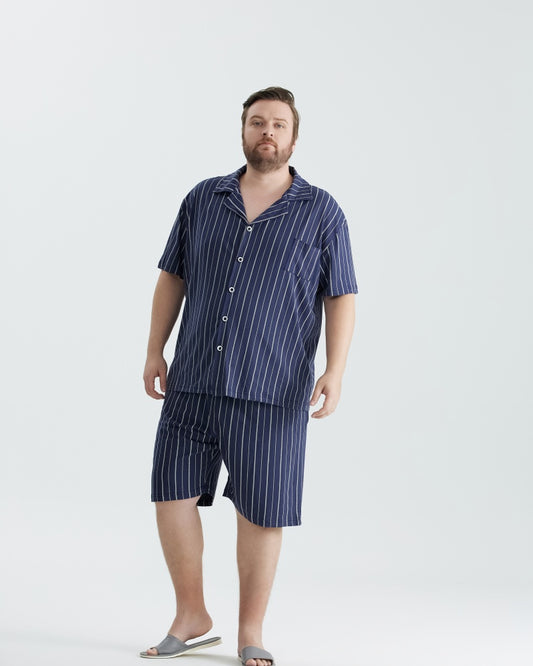 Ultra Soft 100% Cotton Deep Blue Stripes Pajamas Set