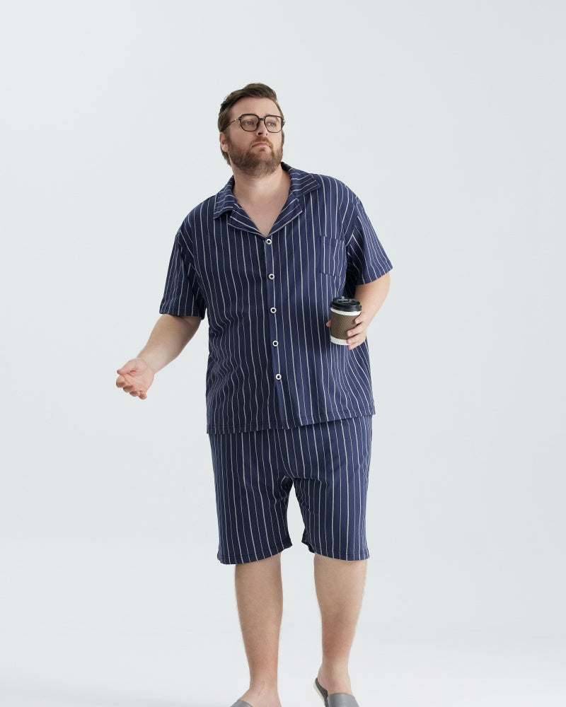 Ultra Soft 100% Cotton Deep Blue Stripes Pajamas Set