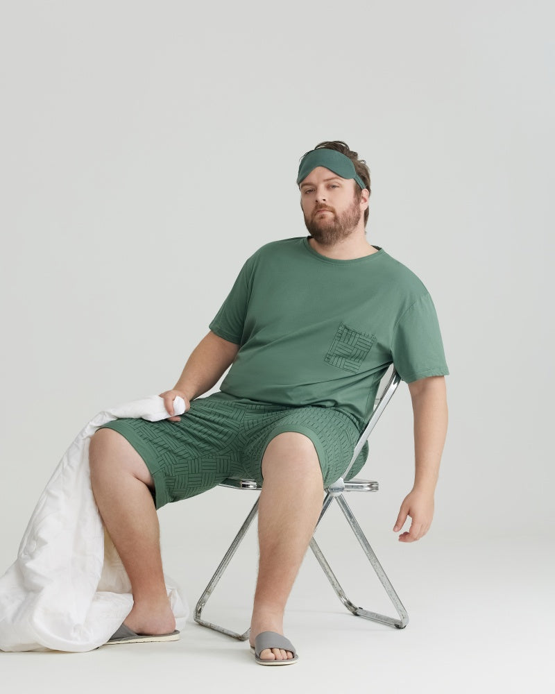 Silky-soft Combed Cotton Green Short Sleeves Pajamas Set