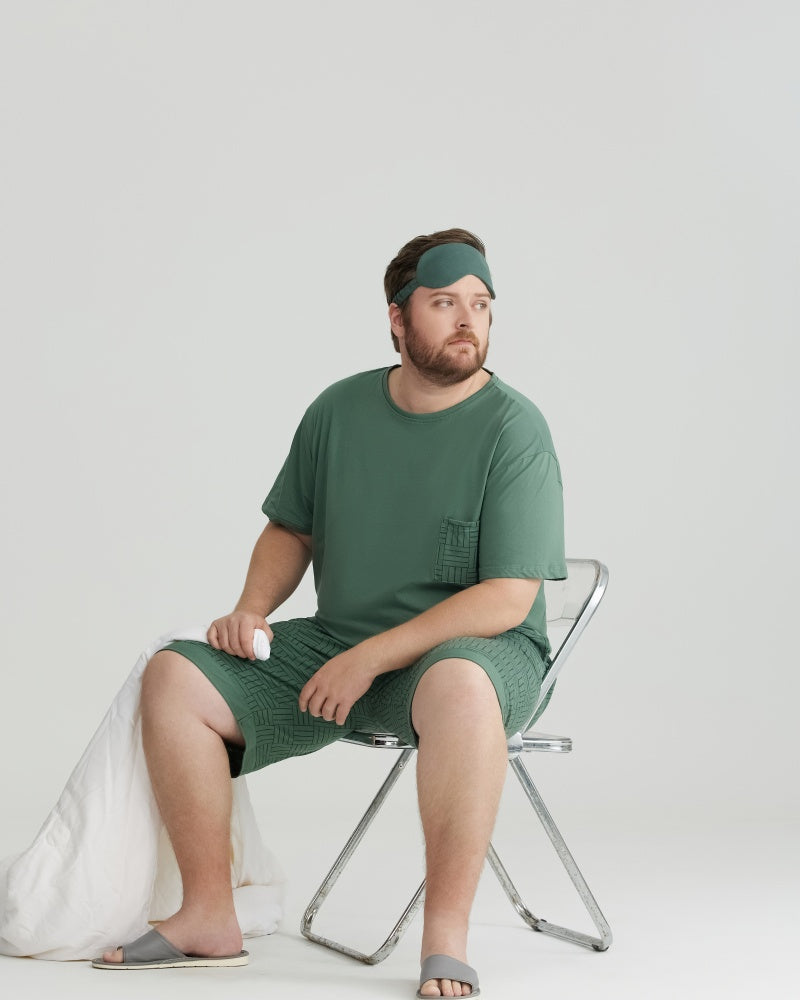 Silky-soft Combed Cotton Green Short Sleeves Pajamas Set