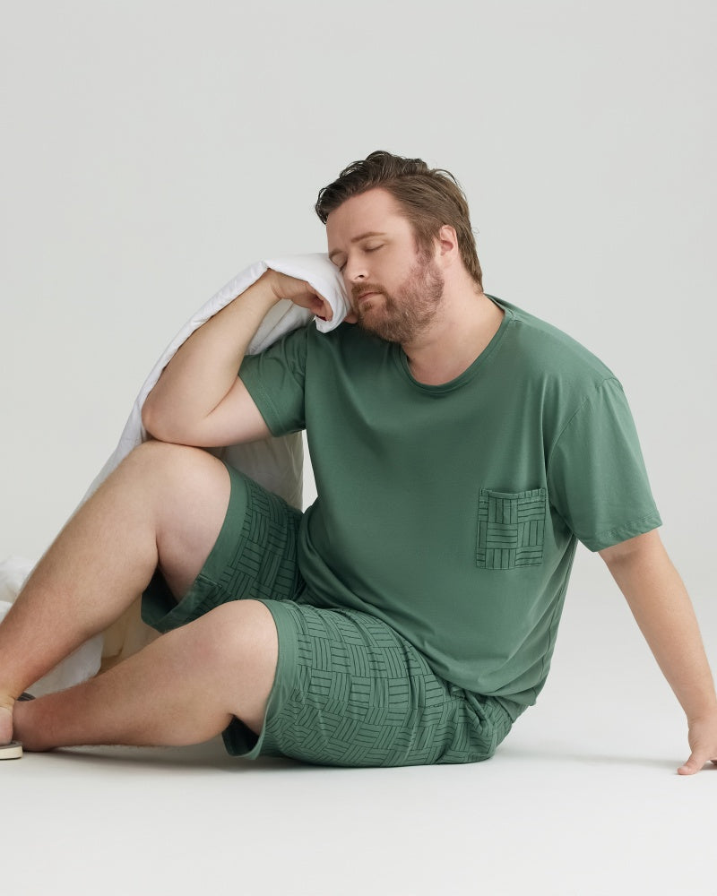 Silky-soft Combed Cotton Green Short Sleeves Pajamas Set