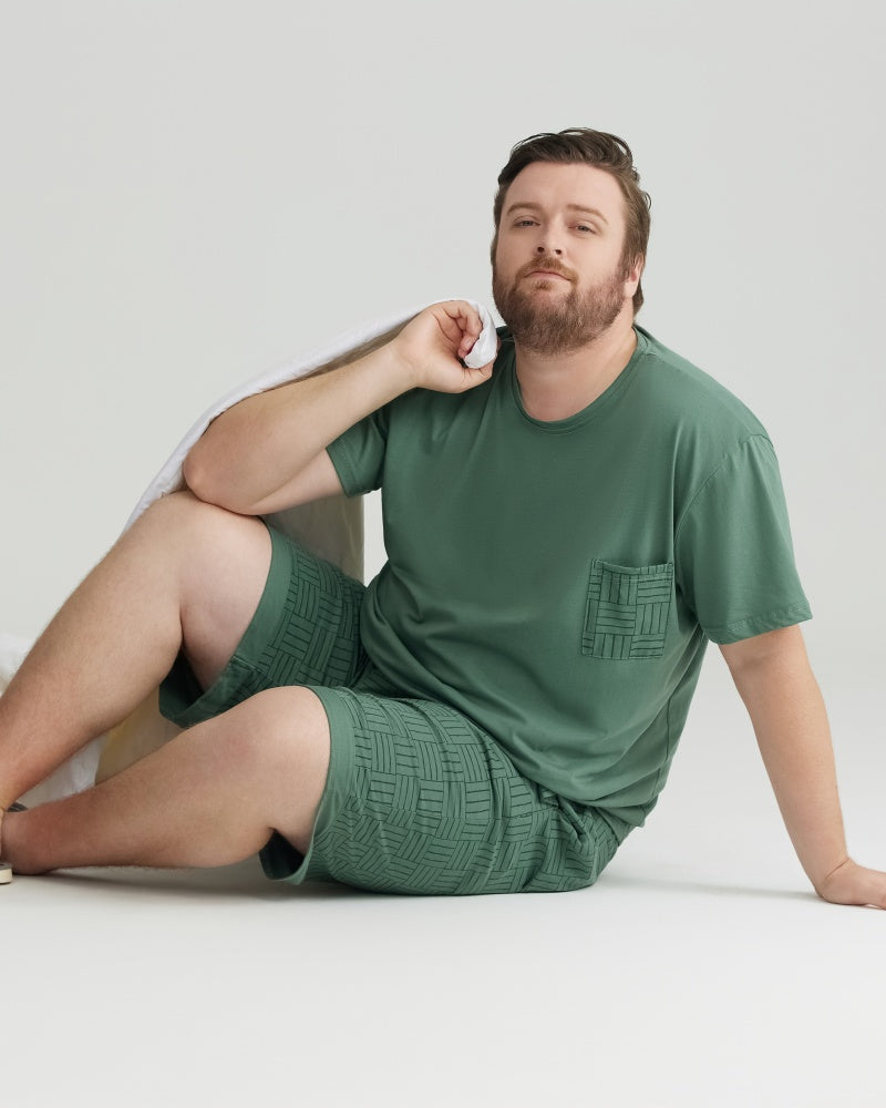 Silky-soft Combed Cotton Green Short Sleeves Pajamas Set