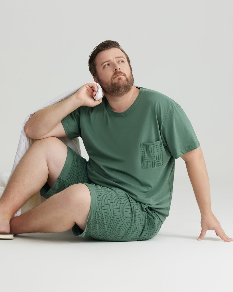 Silky-soft Combed Cotton Green Short Sleeves Pajamas Set