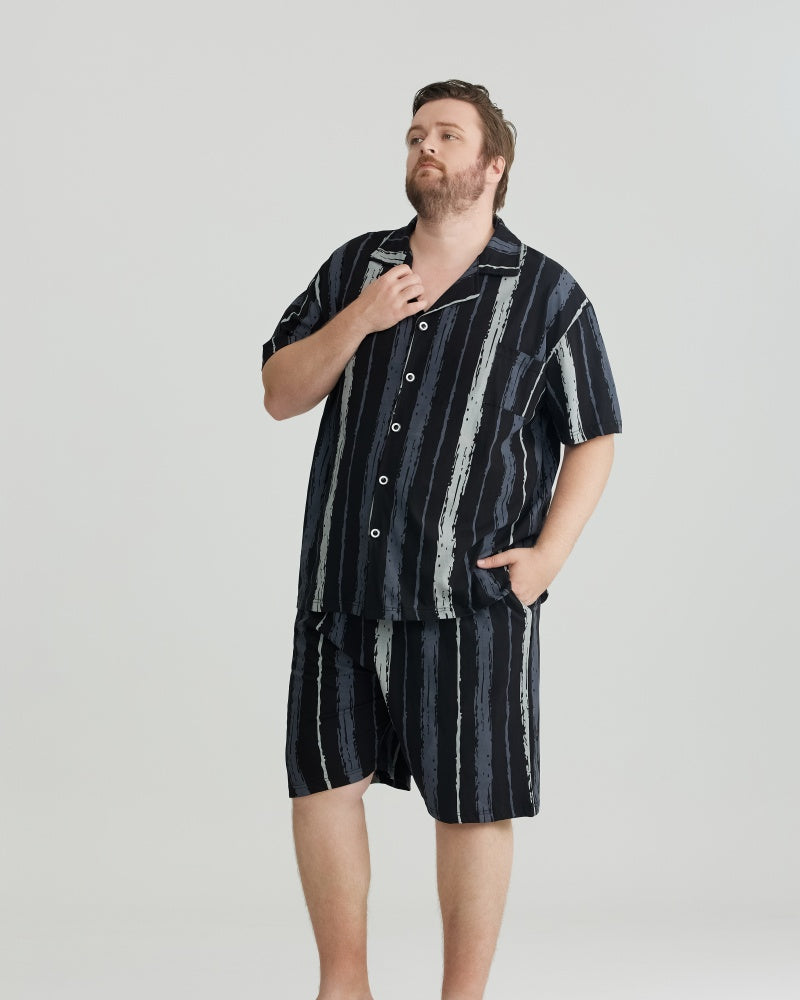 Ultra Soft 100% Cotton Black Bold Stripes Pajamas Set
