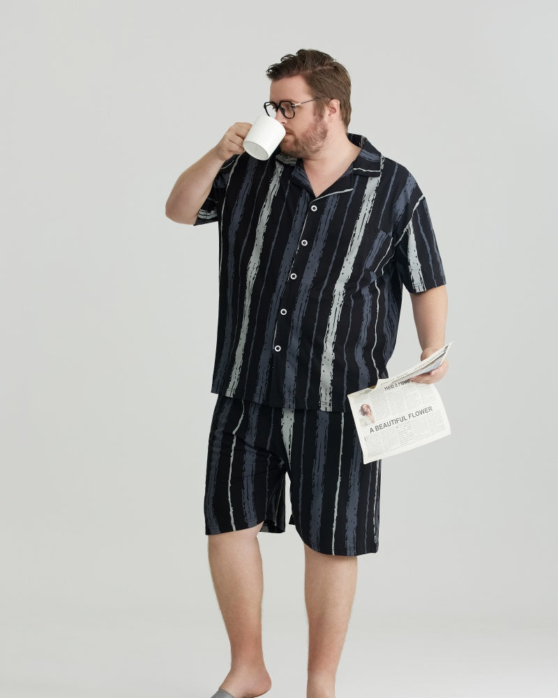 Ultra Soft 100% Cotton Black Bold Stripes Pajamas Set