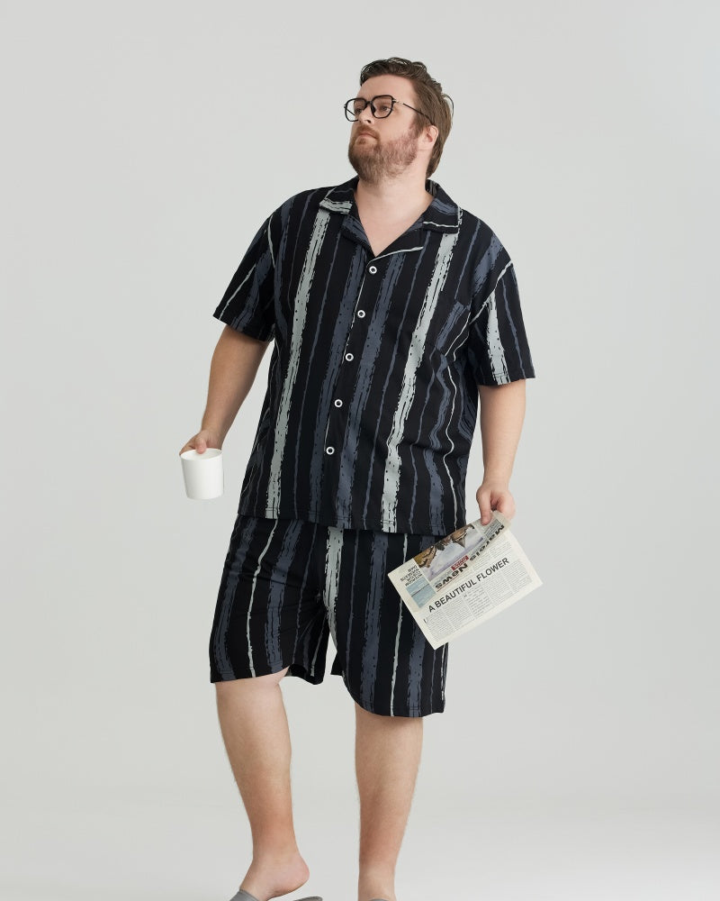 Ultra Soft 100% Cotton Black Bold Stripes Pajamas Set