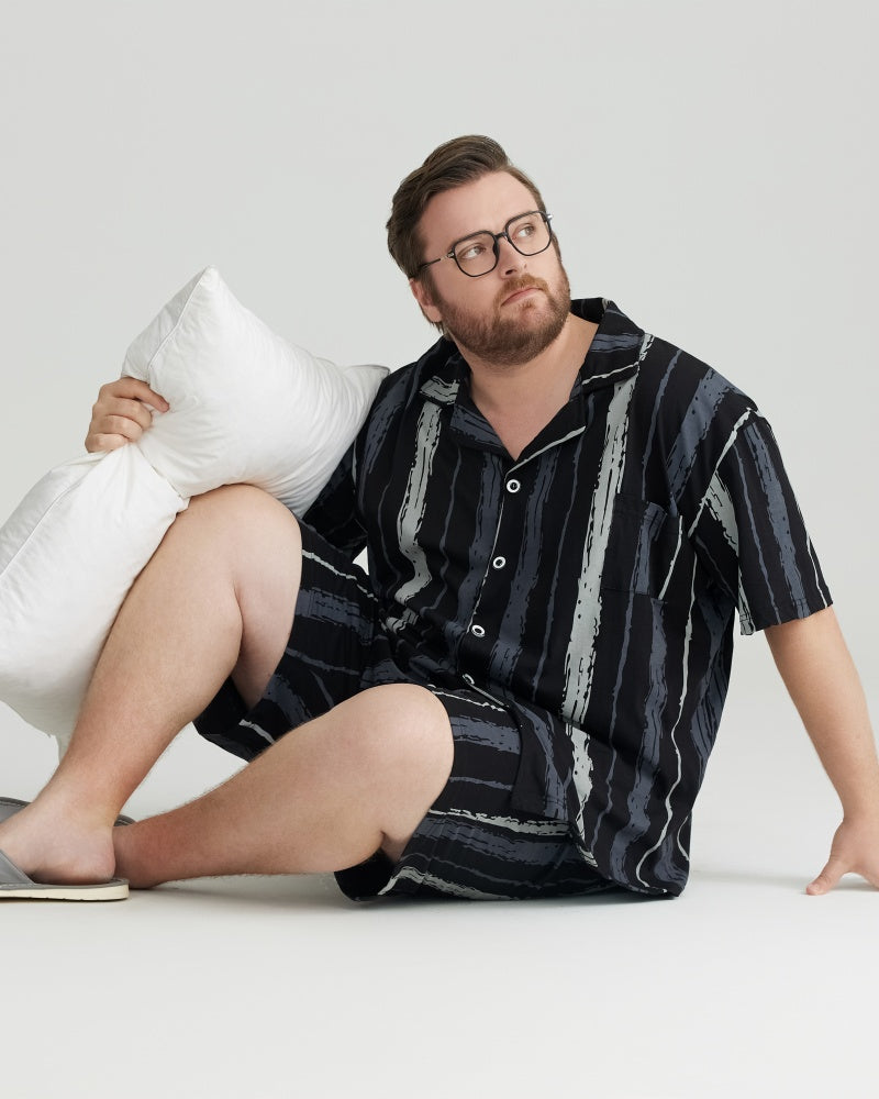 Ultra Soft 100% Cotton Black Bold Stripes Pajamas Set