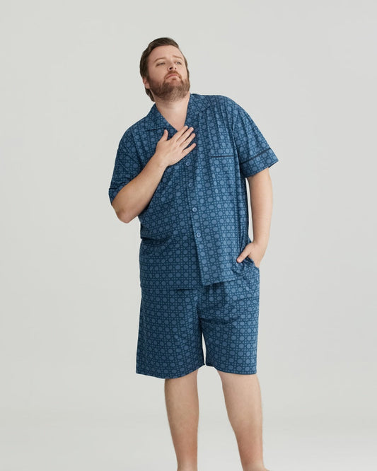 Blue Checkered Pattern RC Modal Pajamas Set