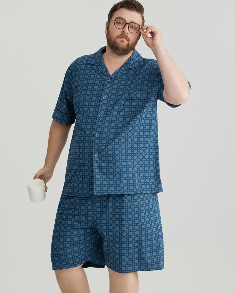 Blue Checkered Pattern RC Modal Pajamas Set