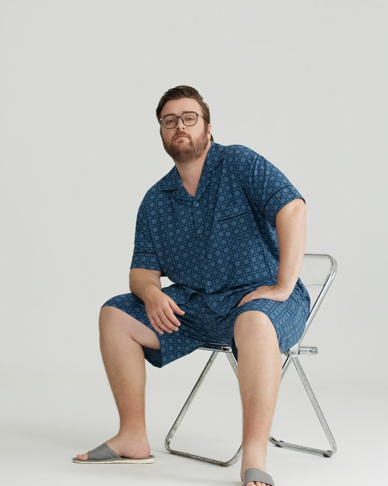 Blue Checkered Pattern RC Modal Pajamas Set