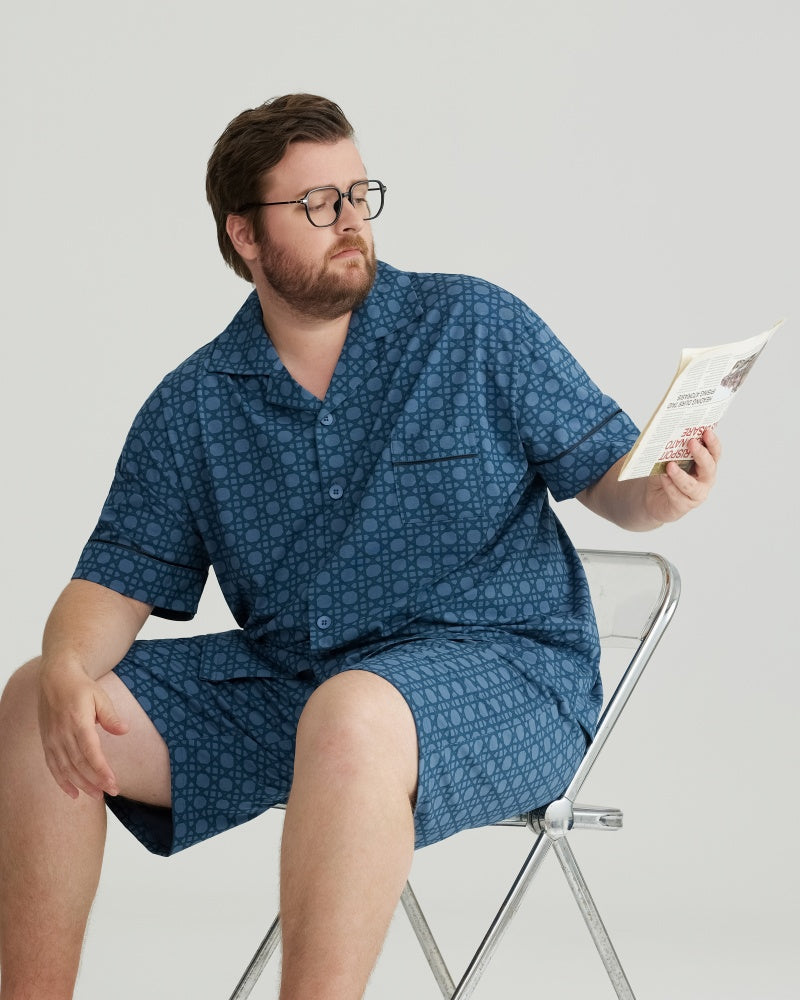 Blue Checkered Pattern RC Modal Pajamas Set