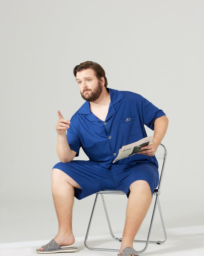 RC Modal Antimicrobial Protection Royal Blue Collared Pajamas Set