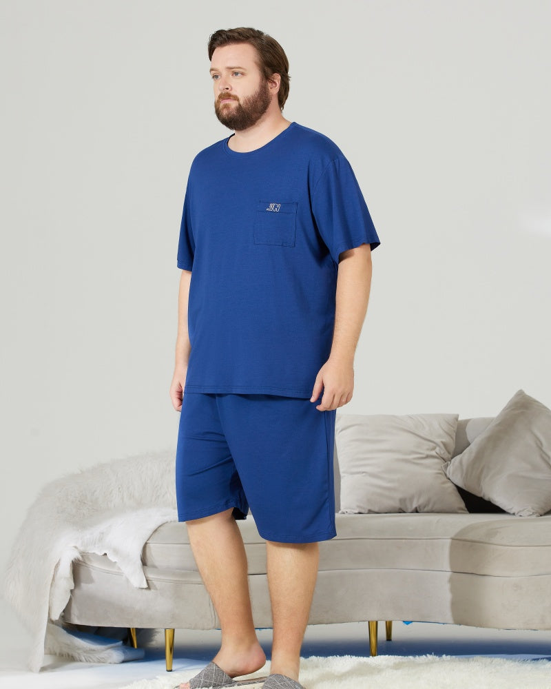 RC Modal Antimicrobial Protection Royal Blue Round Neck Pajamas Set