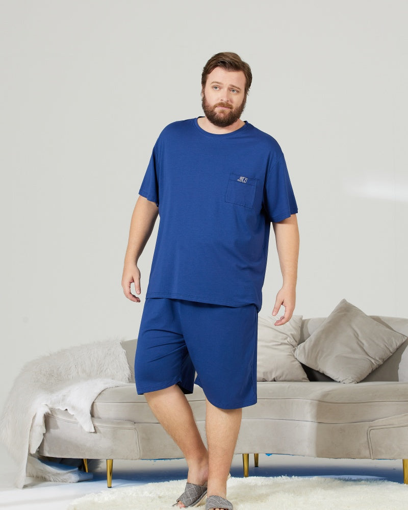 RC Modal Antimicrobial Protection Royal Blue Round Neck Pajamas Set