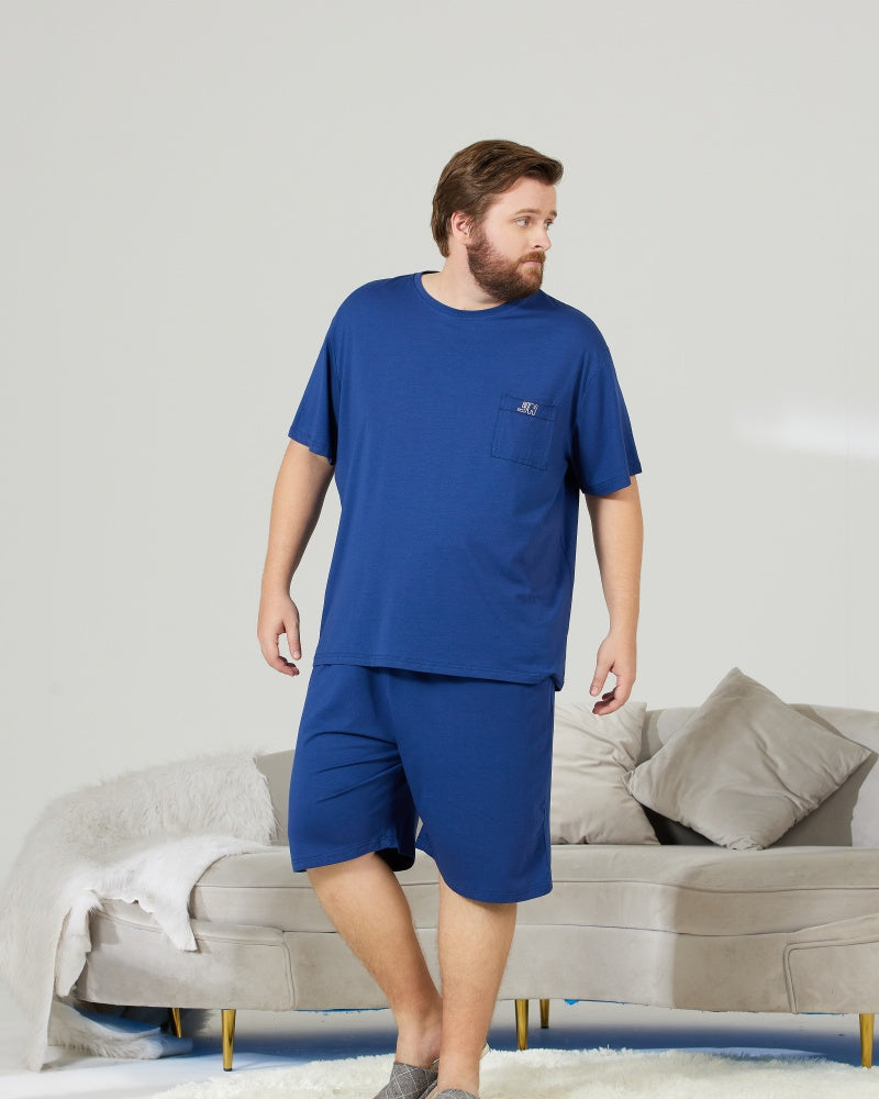 RC Modal Antimicrobial Protection Royal Blue Round Neck Pajamas Set