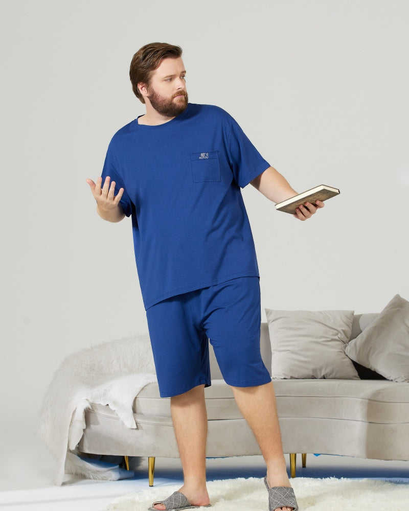 RC Modal Antimicrobial Protection Royal Blue Round Neck Pajamas Set