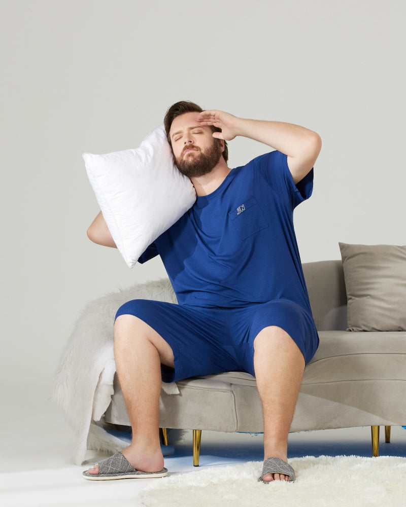 RC Modal Antimicrobial Protection Royal Blue Round Neck Pajamas Set
