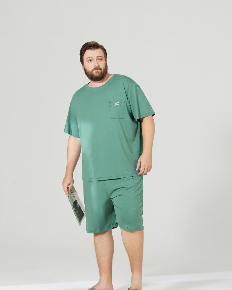 RC Modal Antimicrobial Protection Green Round Neck Pajamas Set