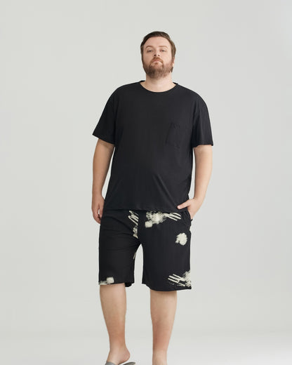 Ultra Soft 100% Cotton Black Solid Top & Printed Shorts Pajamas Set