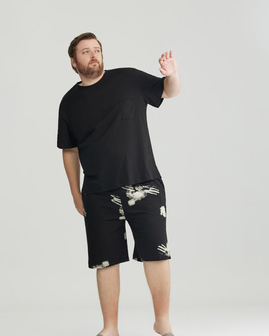 Ultra Soft 100% Cotton Black Solid Top & Printed Shorts Pajamas Set