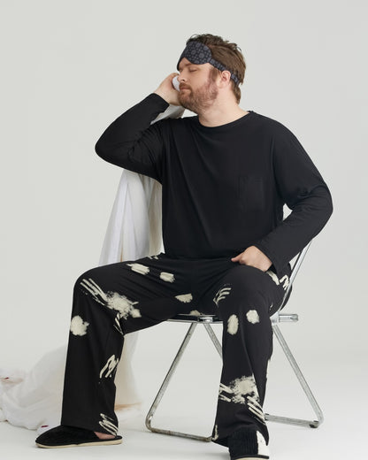 Ultra-Soft 100% Cotton Black Solid Top & Printed Pants Pajamas Set