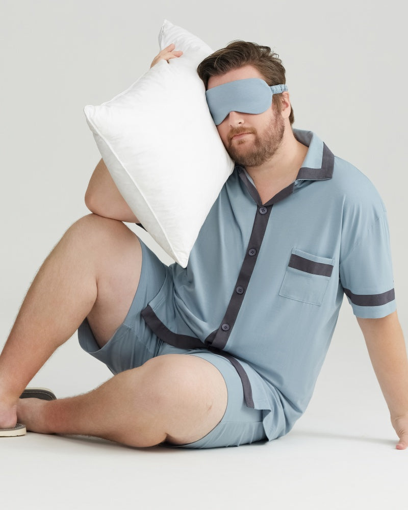 Dusty Blue Contrast Trim RC Modal pajamas Set with 5A Antibacterial Fabric