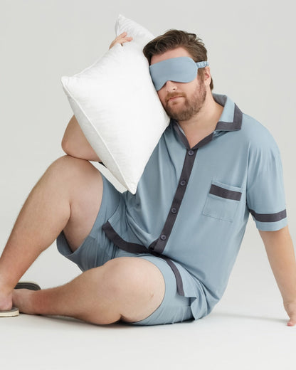Dusty Blue Contrast Trim RC Modal pajamas Set with 5A Antibacterial Fabric