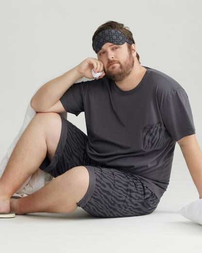 Silky-soft Combed Cotton Charcoal Wavy Short Sleeves Pajamas Set