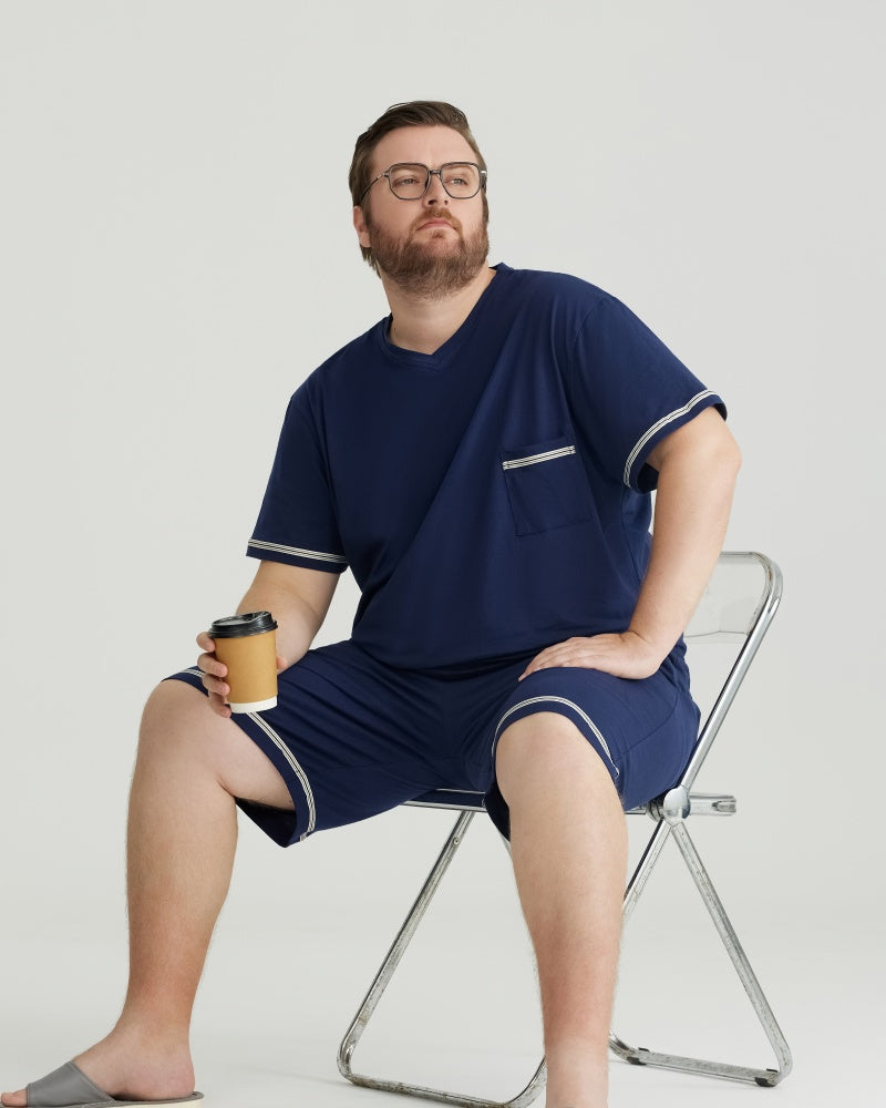 Ultra-Soft 100% Cotton Deep Blue Pajama Set