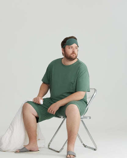 Silky-soft Combed Cotton Green Short Sleeves Pajamas Set