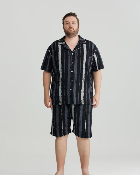 Ultra Soft 100% Cotton Black Bold Stripes Pajamas Set