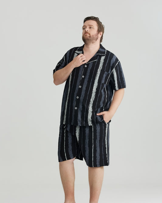 Ultra Soft 100% Cotton Black Bold Stripes Pajamas Set