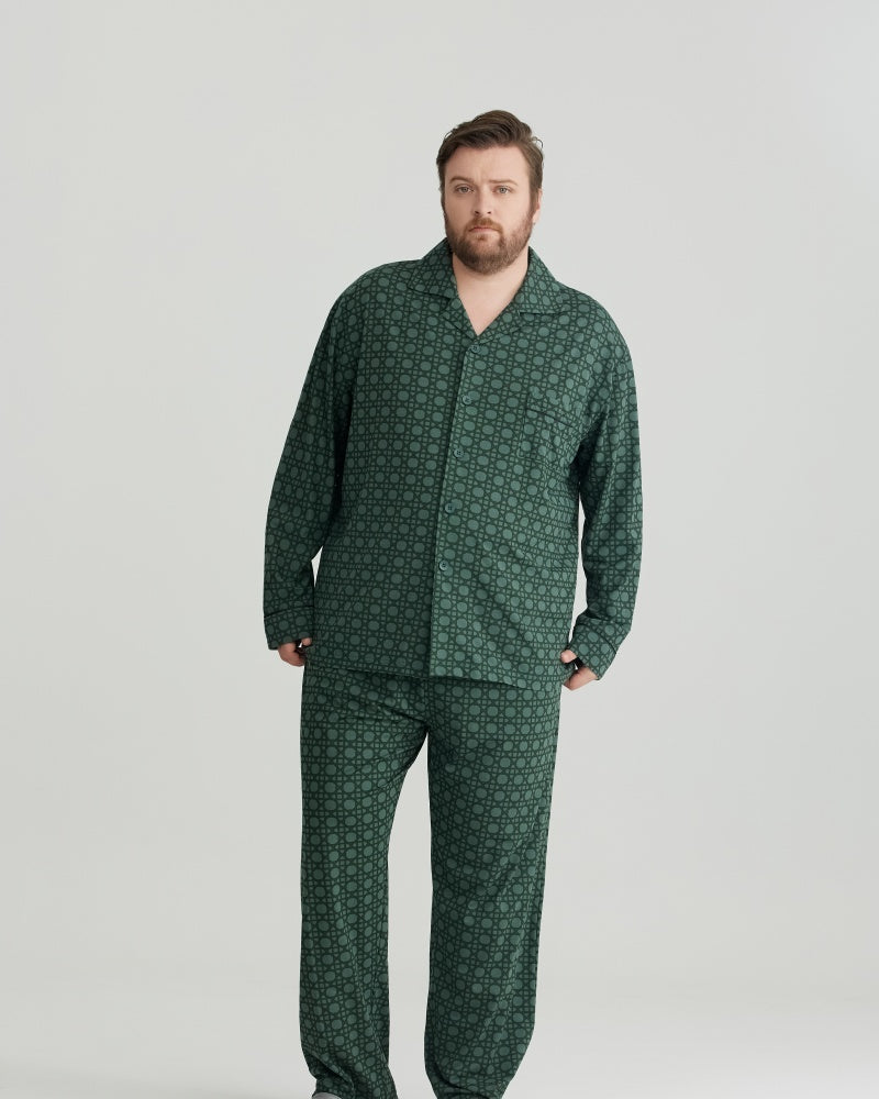 Green Checkered Pattern RC Modal Long Sleeves Pajamas Set