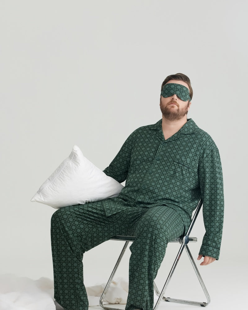 Green Checkered Pattern RC Modal Long Sleeves Pajamas Set