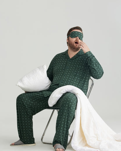 Green Checkered Pattern RC Modal Long Sleeves Pajamas Set