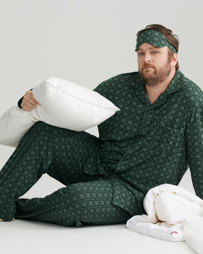 Green Checkered Pattern RC Modal Long Sleeves Pajamas Set