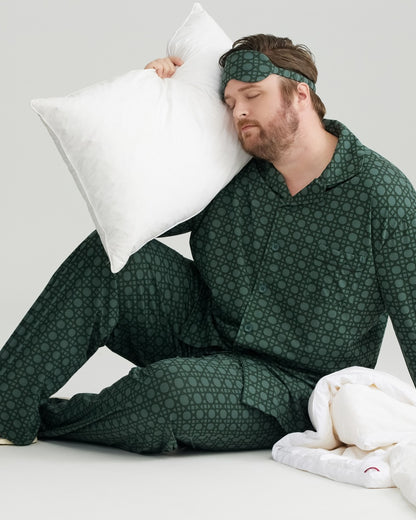 Green Checkered Pattern RC Modal Long Sleeves Pajamas Set