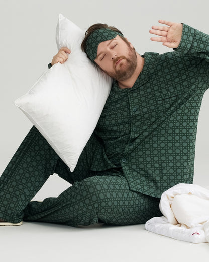 Green Checkered Pattern RC Modal Long Sleeves Pajamas Set