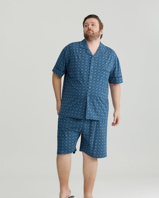 Blue Checkered Pattern RC Modal Pajamas Set