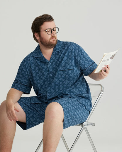 Blue Checkered Pattern RC Modal Pajamas Set