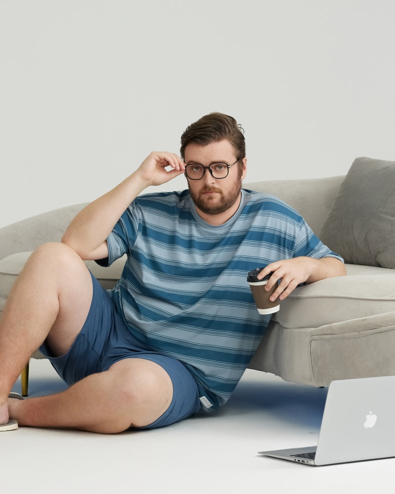 Navy Striped Cooling RC Modal Tencel Sleepwear Set