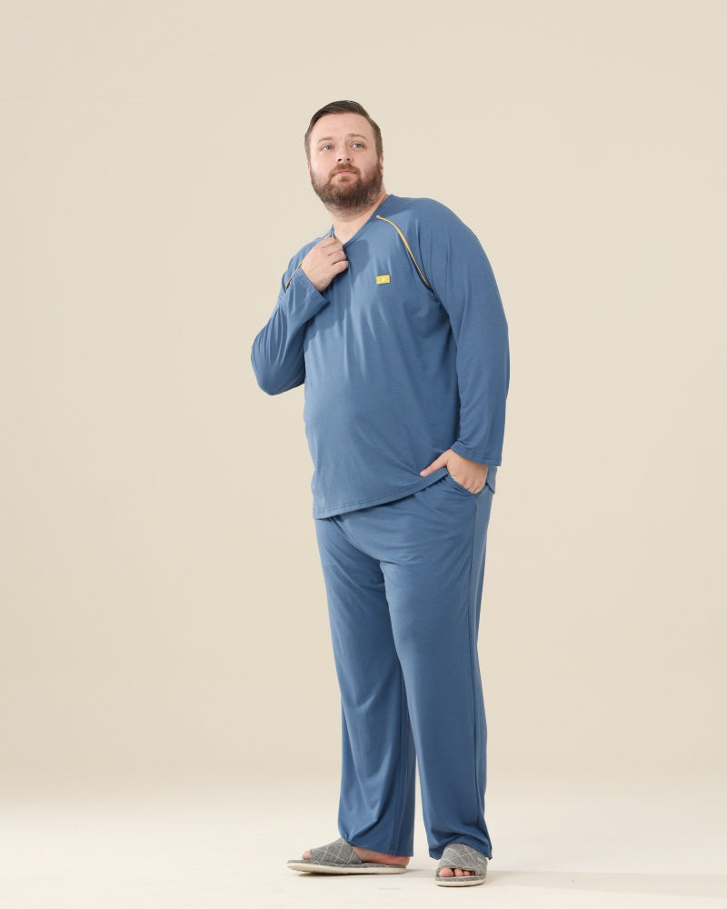 Blue Modal Long Sleeves Pajamas Set