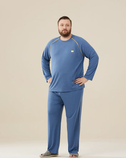 Blue Modal Long Sleeves Pajamas Set