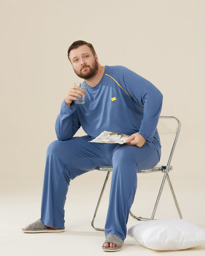 Blue Modal Long Sleeves Pajamas Set