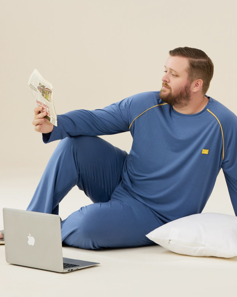 Blue Modal Long Sleeves Pajamas Set