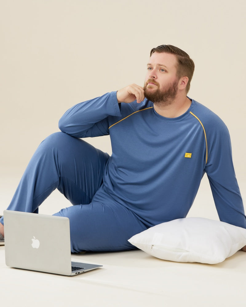 Blue Modal Long Sleeves Pajamas Set