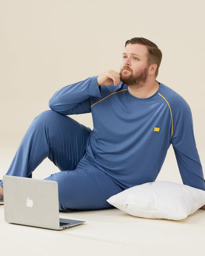 Blue Modal Long Sleeves Pajamas Set